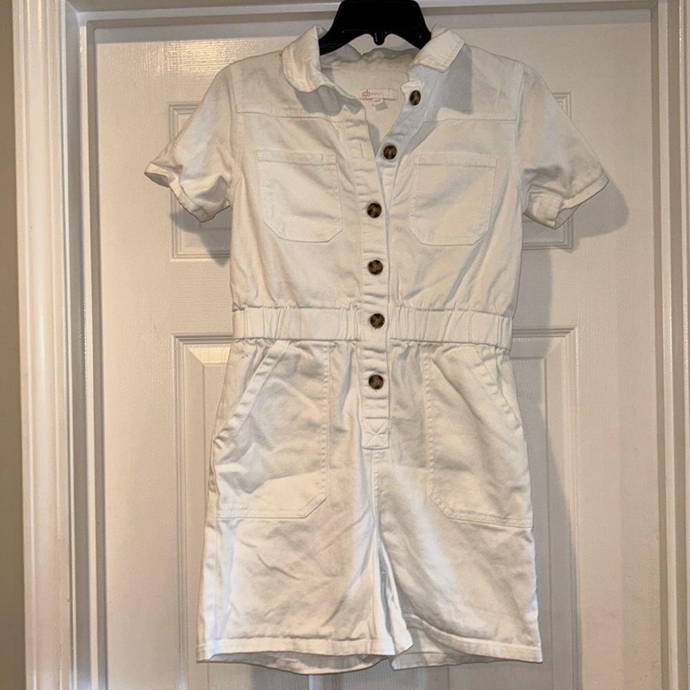 GB GIANNI BINI GIRLS WHITE DENIM ROMPER